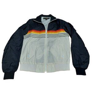 Porsha By Winer Long Sleeve Windbreaker Black White Orange Size XL Vintage